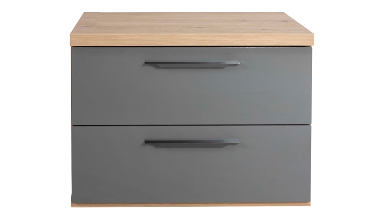 Nachttisch grau hochglanz 60 x 44 cm mit 2 Schubladen - SPOSAMI
