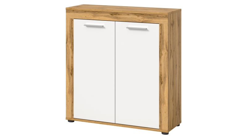 Kommode mit 2 Türen weiß Wotan Eiche 80 x 35 cm - JAM