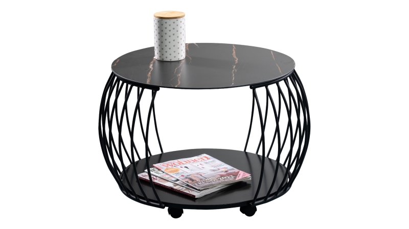 Couchtisch Marmoroptik schwarz 60 x 60 cm - MACAU