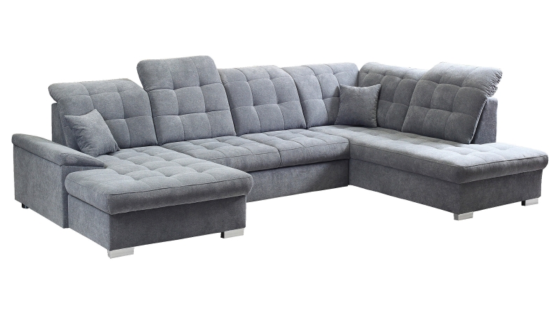 Wohnlandschaft grau Schlaffunktion - 330 cm - Bettkasten - NICOLE