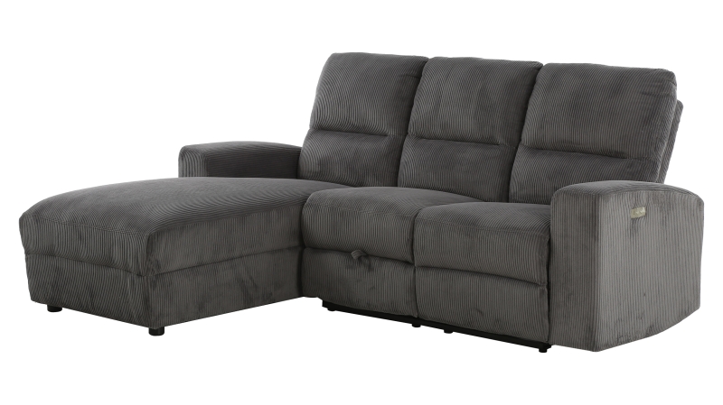 Ecksofa Cord grau 216 x 156 cm mit Relaxfunktion Federkern - PALINA