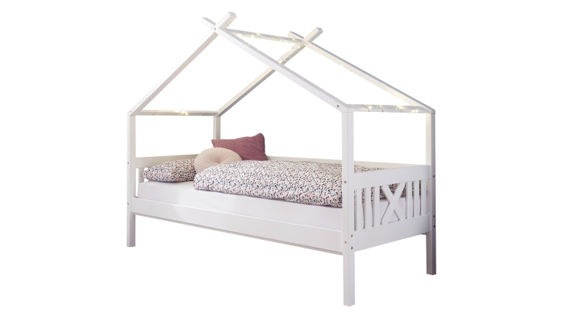 Spielbett 90 x 200 cm Kiefer massiv weiß - JULETTA