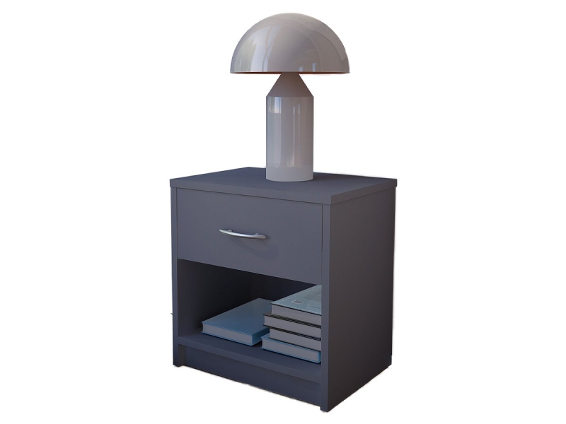 Nachttisch graphit 39 cm x 28 cm Schublade Ablagefach - PEPE