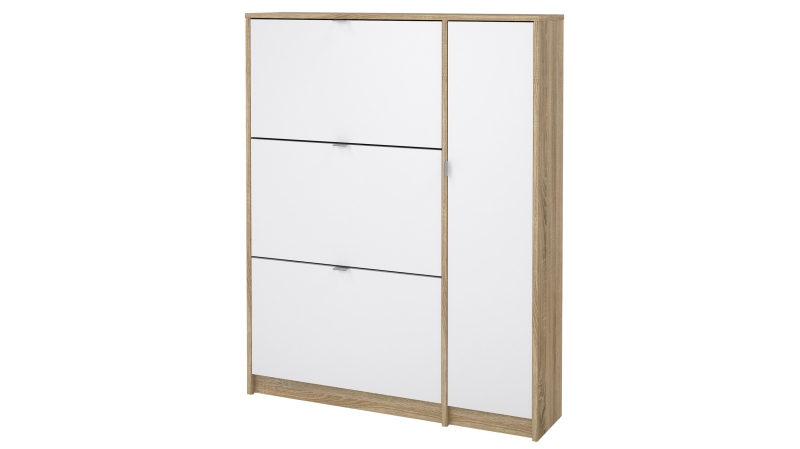 Schuhschrank weiß hochglanz - Eiche 99 x 124 cm - SHOES