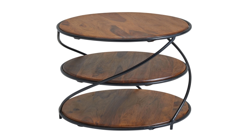 Couchtisch rund Sheesham massiv gebeizt 58 x 41 cm - RUNDA