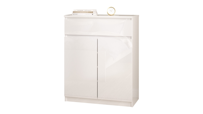 Kommode mit 1 Schublade weiß hochglanz 80 cm - NAIA 