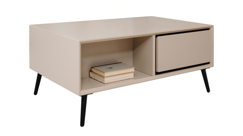 Couchtisch mit 2 Schubladen beige schwarz 94 x 55 cm - ARONA