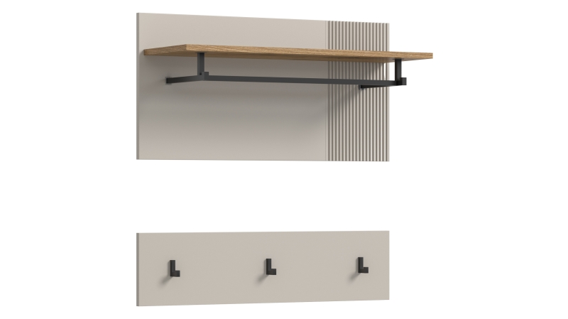 Wandgarderobe Paneele Beige Eiche 80 cm - 2-teilig - SLIDE