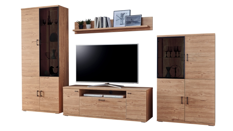 Wohnwand Gustavson Eiche 360 cm - Anbauwand- OLSBERG 