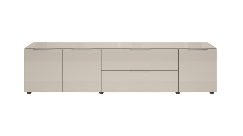 TV-Lowboard beige - Glasfront - 226 cm - SANTORIN