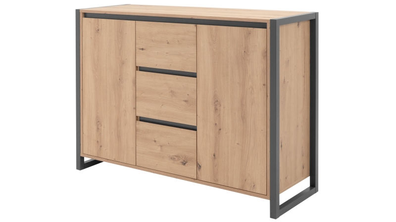 Kommode Artisan Eiche - anthrazit 120 cm 2 Türen - DENVER 