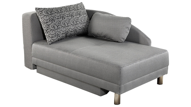 Einzelsofa 157 cm Recamiere grau Schlaffunktion - REUBEN