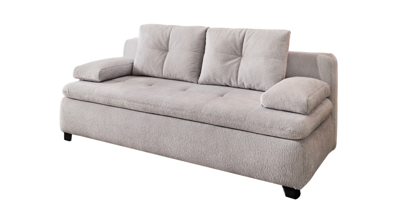 Schlafsofa grau Bettkasten Dauerschläfer 201 cm - BALU