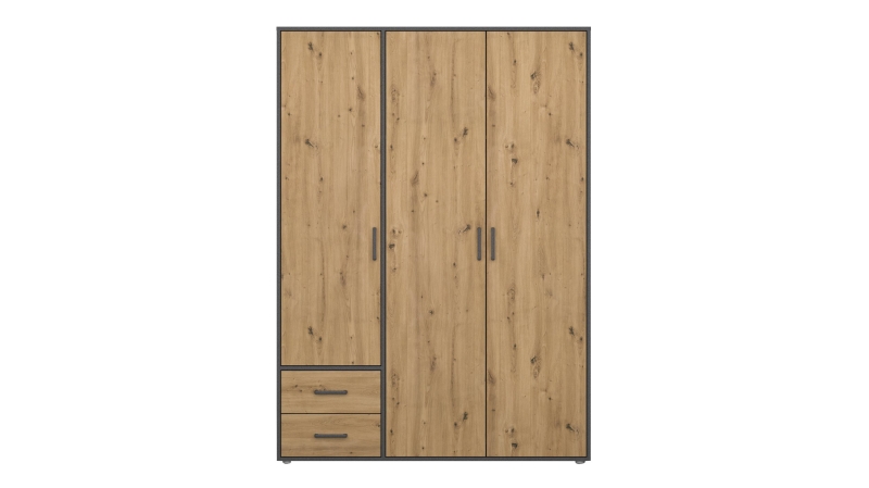 Kleiderschrank Artisan Eiche - grau - 140 cm - rauch - VOYAGER