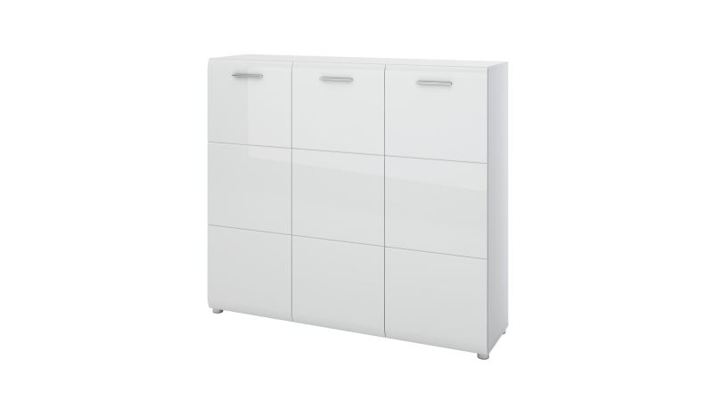 Schuhschrank weiß hochglanz 135 cm x 120 cm - MERANO