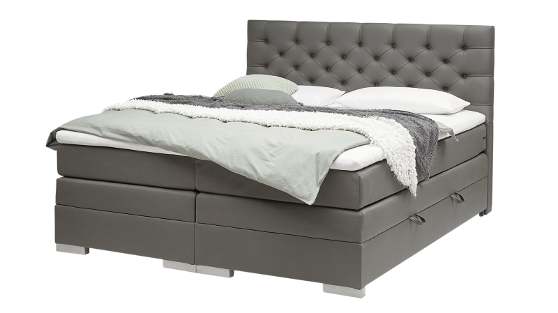 Boxspringbett 180 x 200 cm Bettkasten Stoffbezug grau - EVORA