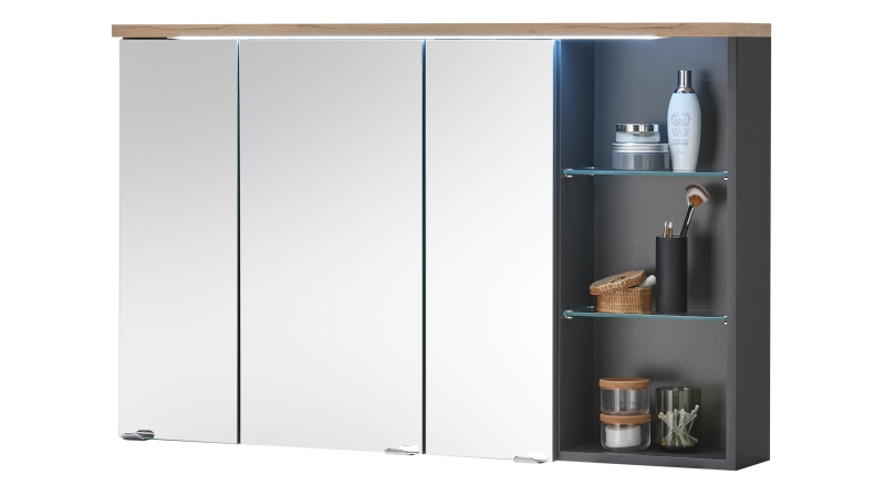 Spiegelschrank grau - Eiche 110 cm Beleuchtung - MEMPHIS