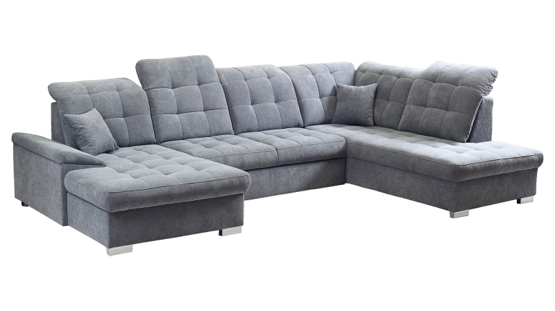 Wohnlandschaft Schlaffunktion grau - 330 cm - Bettkasten NICOLE