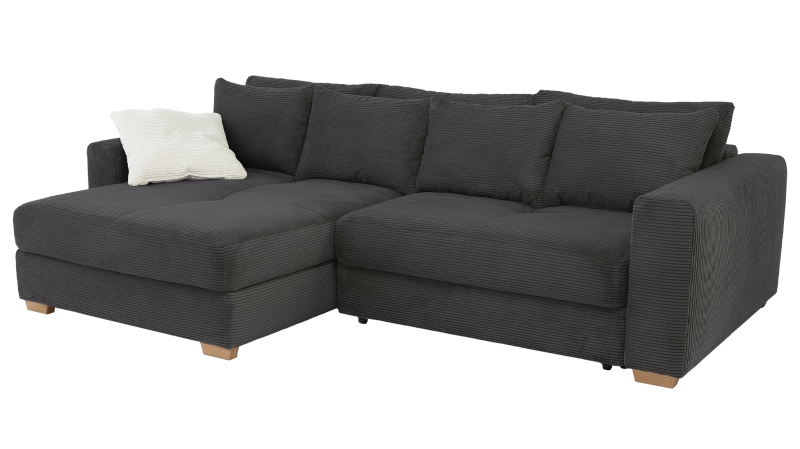 Ecksofa Cord grau Schlaffunktion Bettkasten 288 x 186 cm - KAMPEN