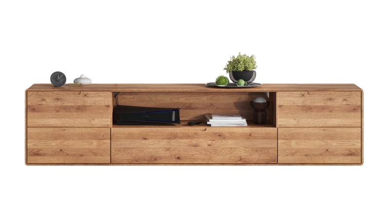 TV-Lowboard Wildeiche massiv geölt 200 cm - LUCAS