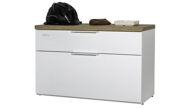 Garderobenbank weiß hochglanz - Eiche Riviera 82 cm - MUNDI