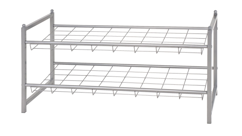 Schuhregal mit 2 Ablagen alufarben 80 cm - JASPER