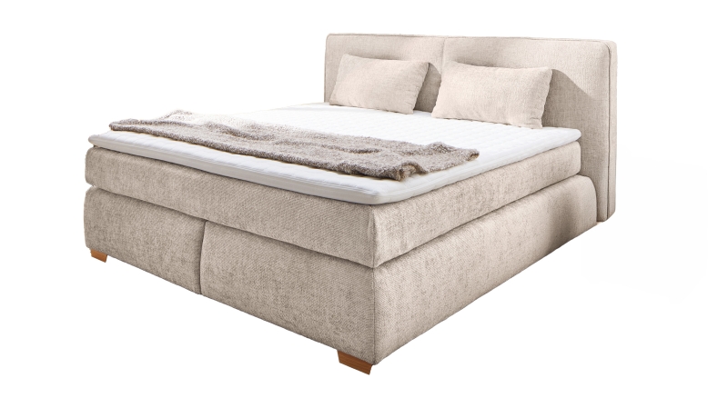 Boxspringbett 180 x 200 cm Chenille grau-beige - VALENTINA