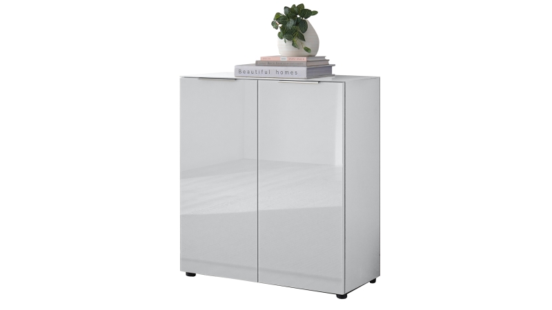 Kommode - weiß - Glasfront - 90 x 40 cm - SANTORIN