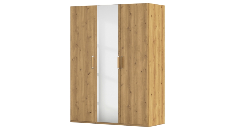 Kleiderschrank mit Spiegel - Asteiche - 151 cm - rauch - EVELYN