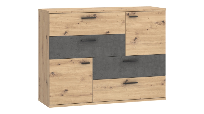 Kommode Artisan Eiche - grau 125 cm - SKIVE