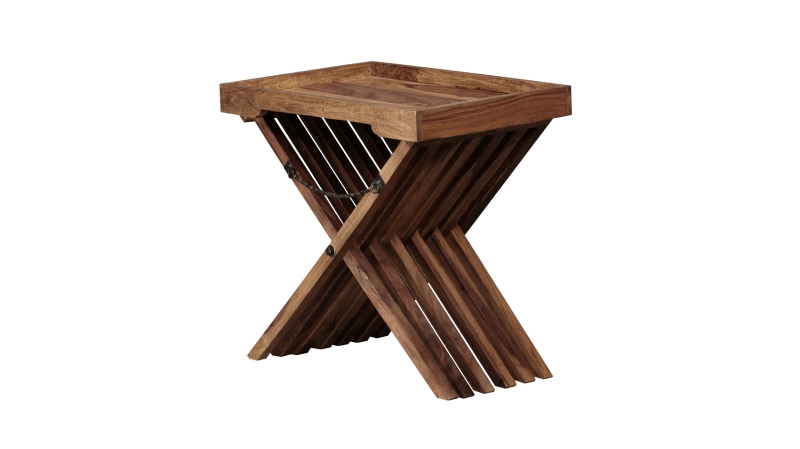 Beistelltisch Sheesham massiv gebeizt 60 x 40 cm - MERJA 