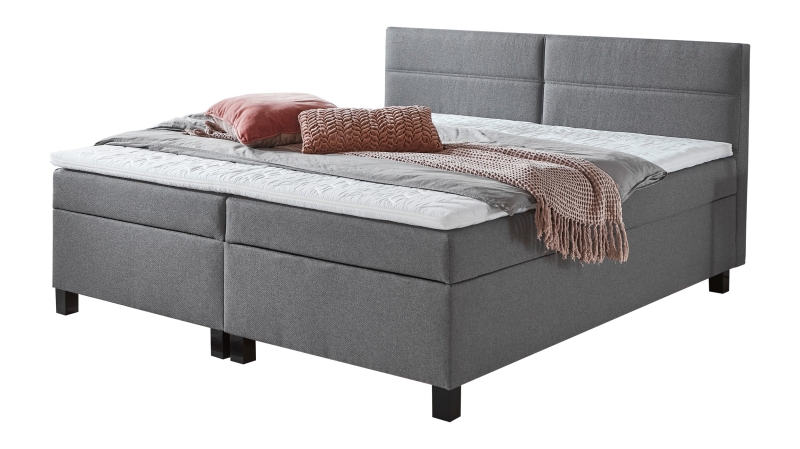 Boxbett 180 x 200 cm grau mit Bettkasten - CRESCO 