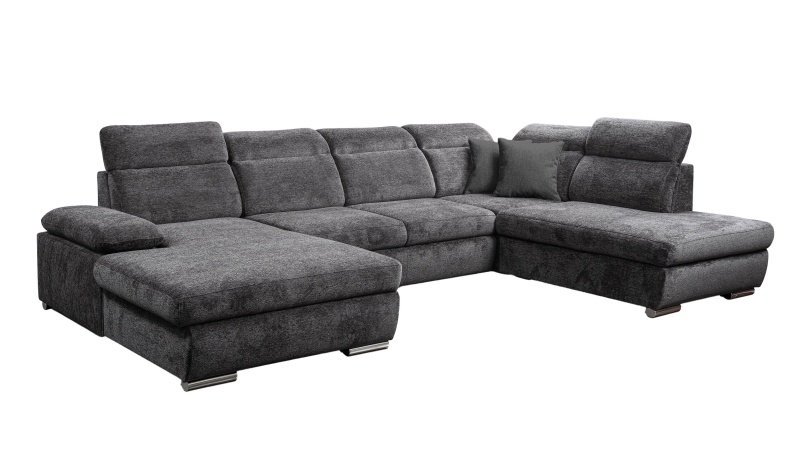 Wohnlandschaft Schlaffunktion anthrazit mit Bettkasten 359 cm - CORDOBA