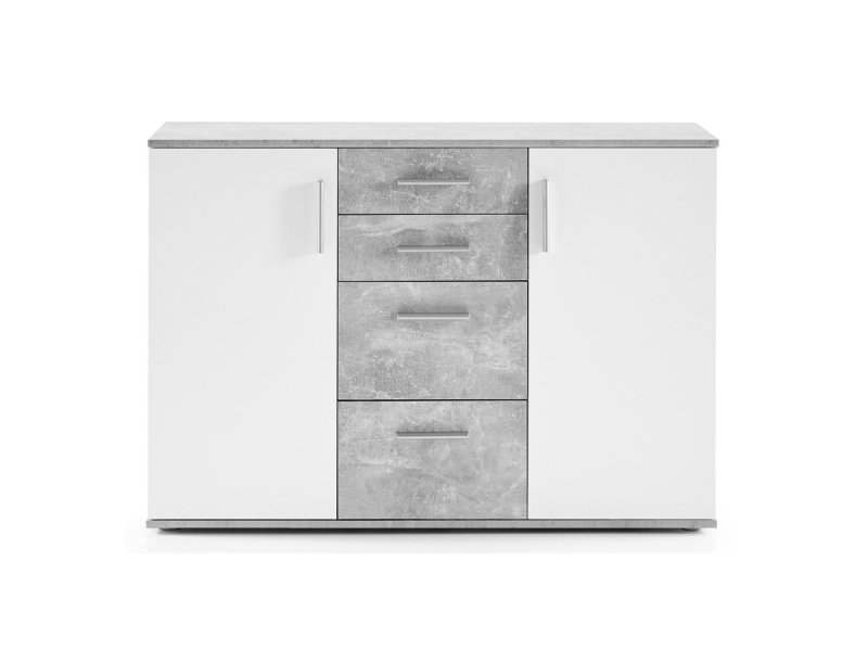 Kommode Betonoptik - weiß 2-türig 120 cm - BOBBY