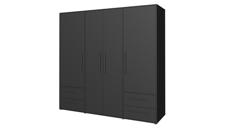 Kleiderschrank schwarz - 206 cm - 4 Türen - MOKKARIS