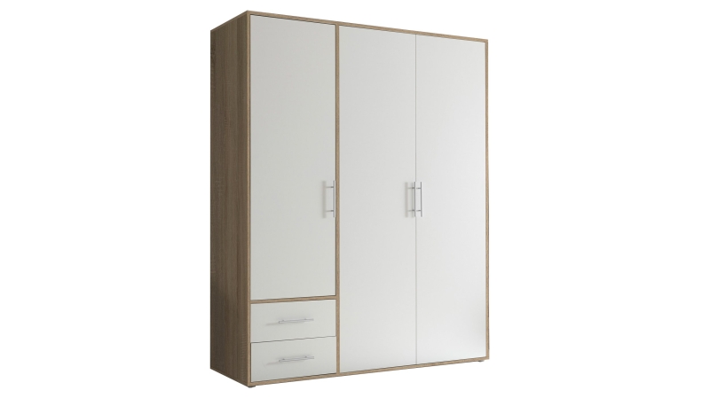 Kleiderschrank weiß - Sonoma Eiche - 155 cm - VALBORG