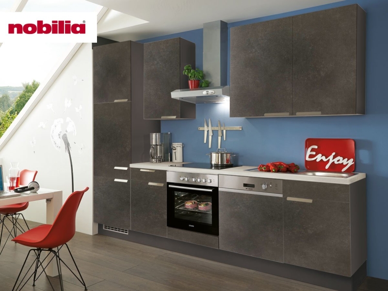 Küchenzeile 280 cm - mit Geräten - Küchenfronten matt - RIVA