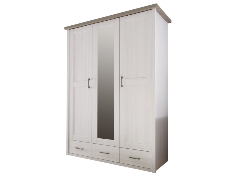 Kleiderschrank mit Spiegel - Pinie - Trüffel -  148 cm - LUCA