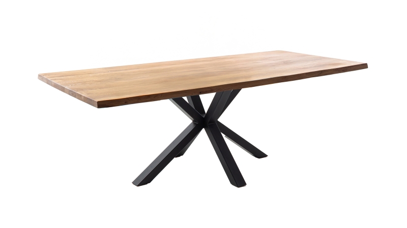 Esstisch Baumkantentisch Optik 200 cm massiv Wildeiche geölt - DAHLIA