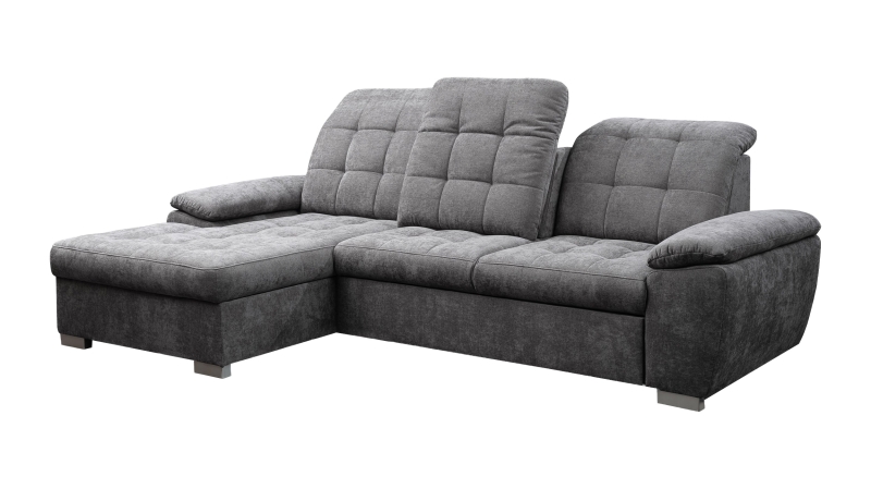 Ecksofa mit Schlaffunktion anthrazit 260 cm - Bettkasten - MAIKE