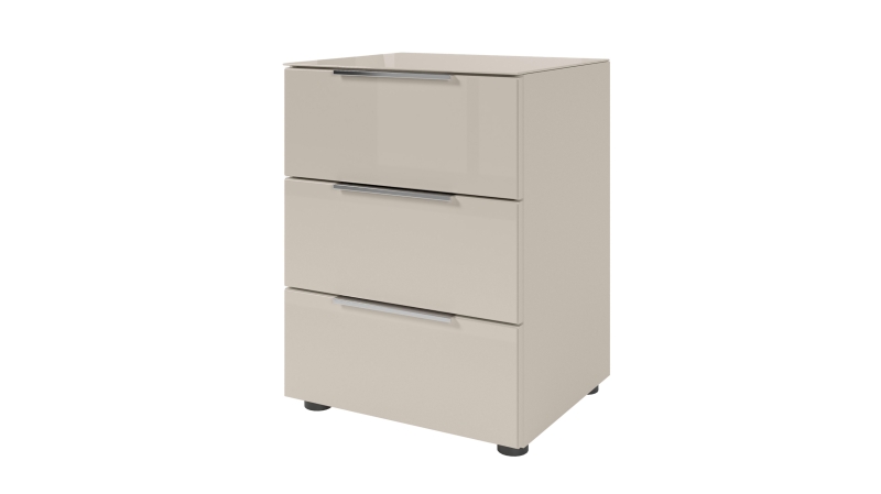 Nachttisch beige - Glasfront - 45 x 40 cm Nachtkommode - SANTORIN