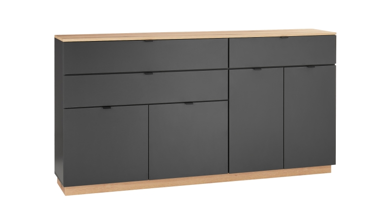 Sideboard mit 3 Schubladen anthrazit - Eiche 191 cm - VINCE