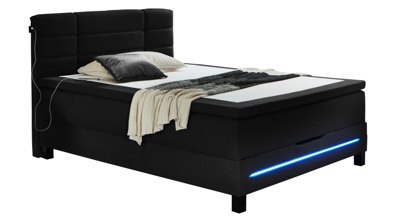 Boxbett 140 x 200 cm anthrazit mit Bettkasten - JEFFERSON