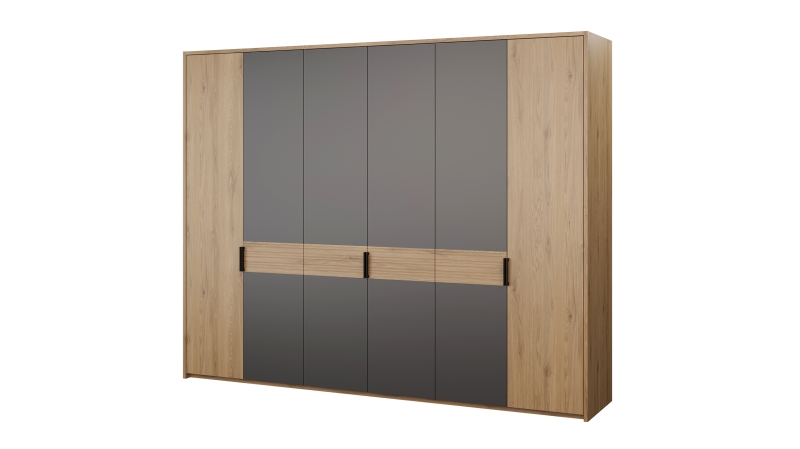 Kleiderschrank Wildeiche grau 266 cm - 6-türig - VALPECULA 