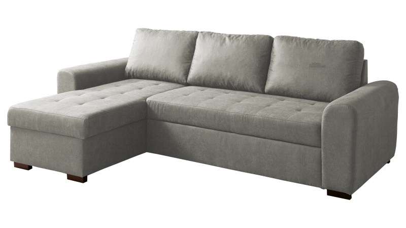 Ecksofa mit Schlaffunktion grau 243 x 155 cm Bettkasten POLL
