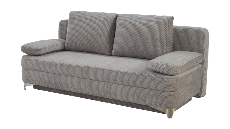 Schlafsofa Cord mit Bettkasten grau 204 cm - NOAH 
