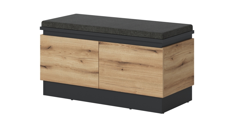 Garderobenbank Coast Evoke Eiche grau 101 x 54 cm - CORTE 