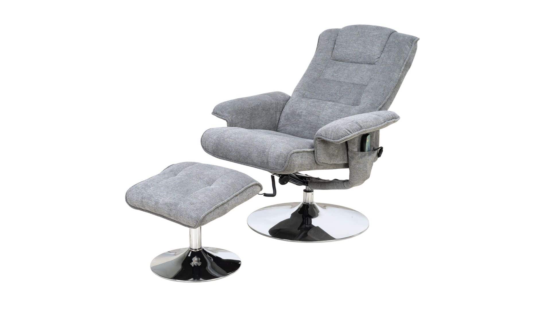 Relaxsessel mit Hocker grau Microfaser drehbar TOMA