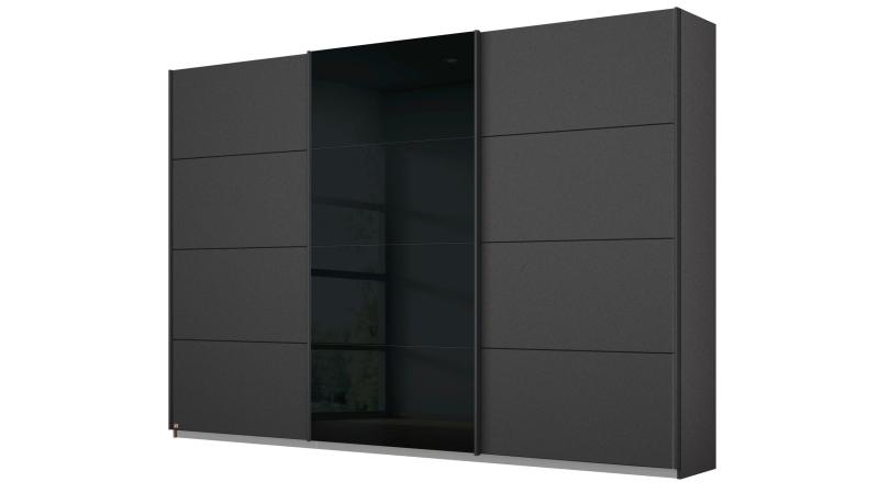  Schwebetürenschrank grau Glasfront - 271 cm- rauch - KULMBACH