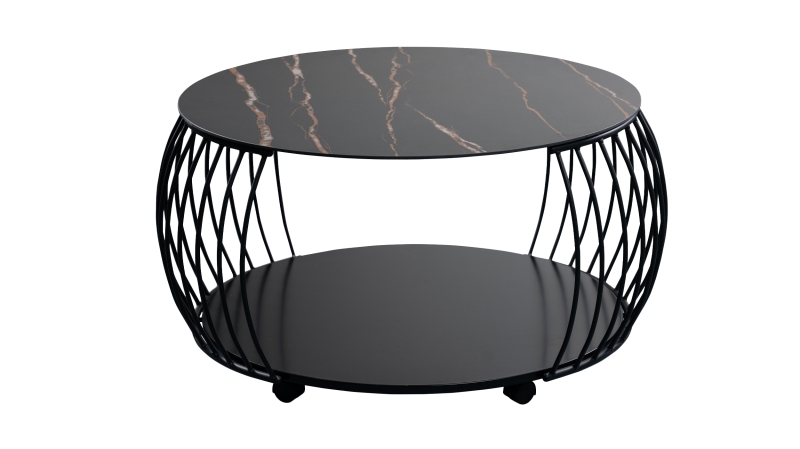 Couchtisch Marmoroptik schwarz 80 x 80 cm - MACAU